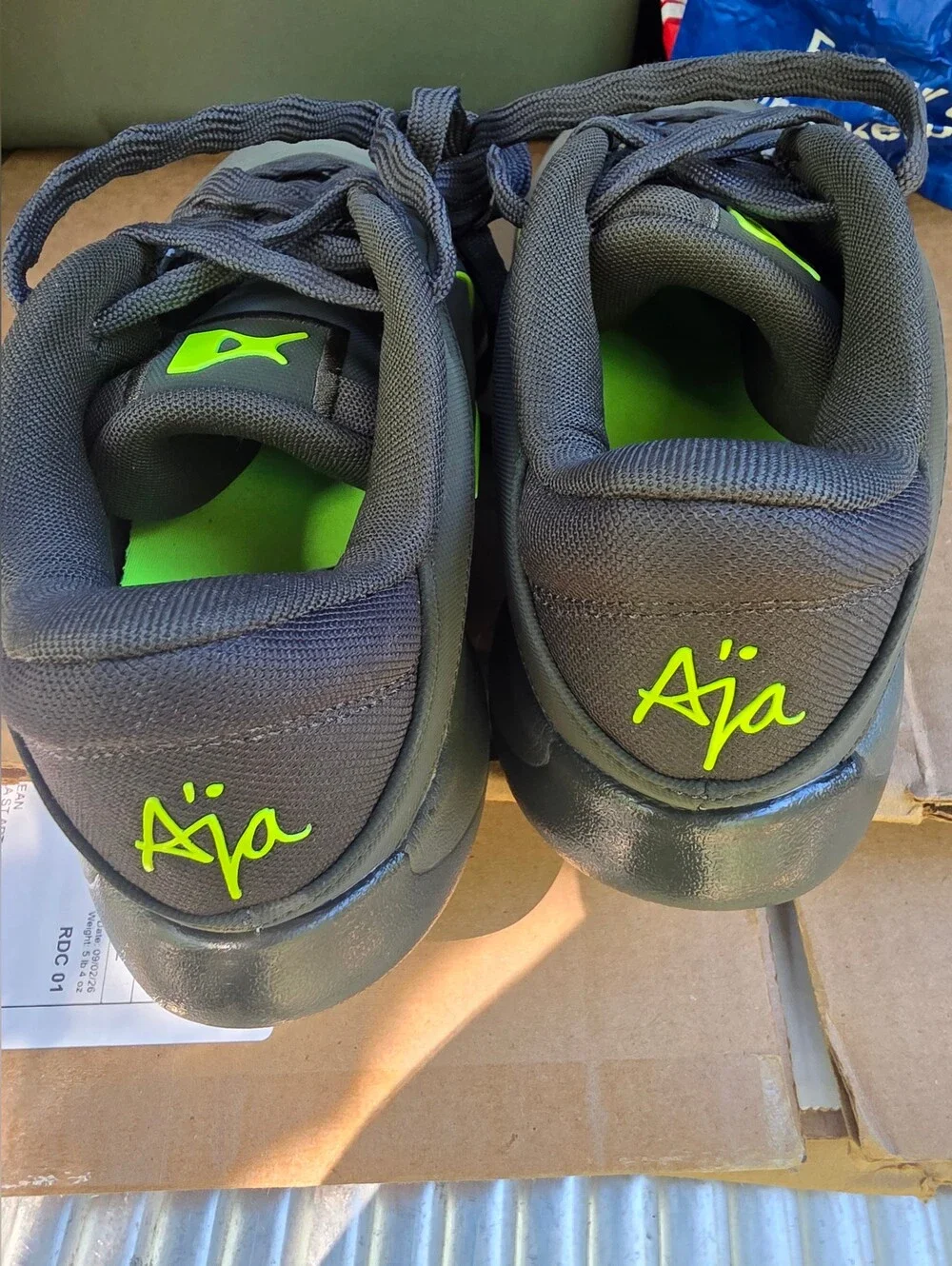 Brand New Aja Wilson Nike Men's Size 9 Gray Sneakers with Neon Yellow No Box